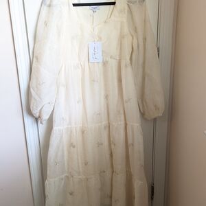 Cream Long Sleeve Dress